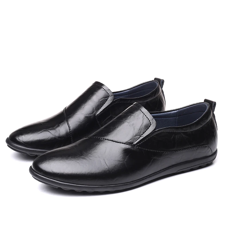 Мужские повседневные кожаные туфли лоферы модная обувь на плоской подошве