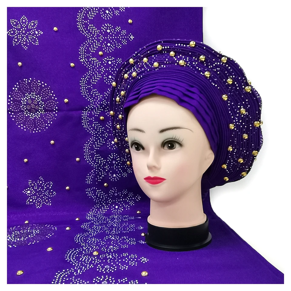 

African Aso Oke Already Made Auto Gele Headtie Caps SXP01-14