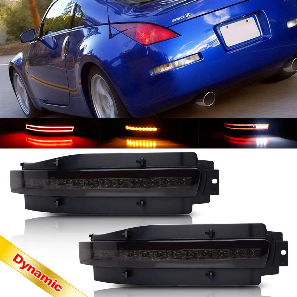 

For 2003-09 Nissan 350Z Z33 2003-2009 3-In-1 LED Tail Light Assy Dynamic Turn Signal Brake Lamp Back Bumper Light
