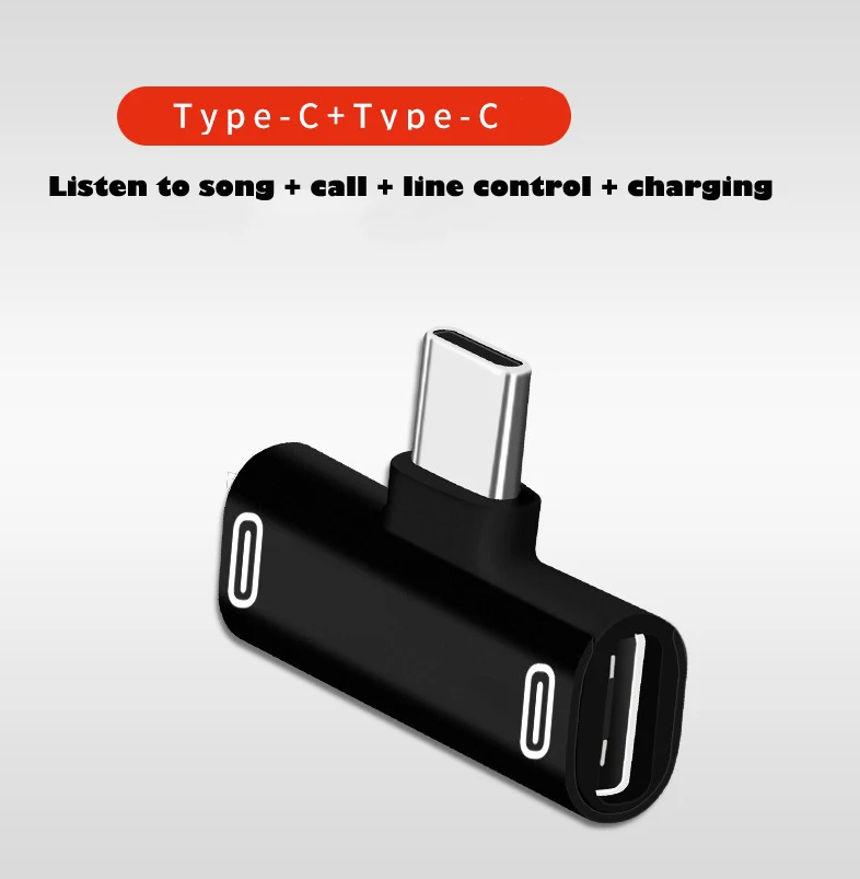 DualTypeCUSB CEarphoneHeadphoneAudioChargingChargerAdapterSplitterConvertorforXiaomi66X8Note3Mix2HuaweiMate10P20|Наушники и