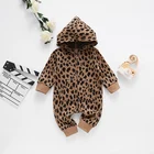 Детские леопардовые комбинезоны, комбинезон на молнии с капюшоном и длинным рукавом для маленьких мальчиков и девочек