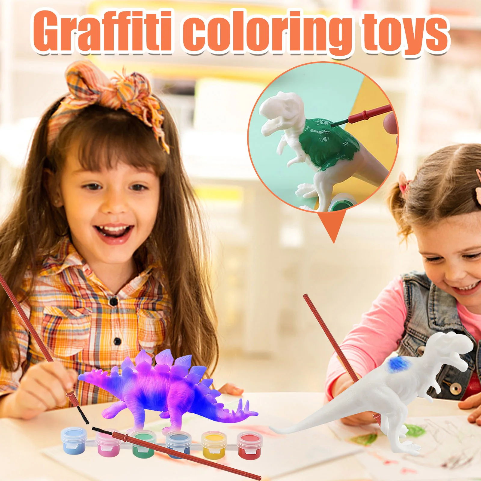 

Childrens DIY Color Dinosaur Graffiti Model 3D Childrens Painted Graffiti Dinosaur Puzzle Creative Hand-painted Graffiti Toy Set