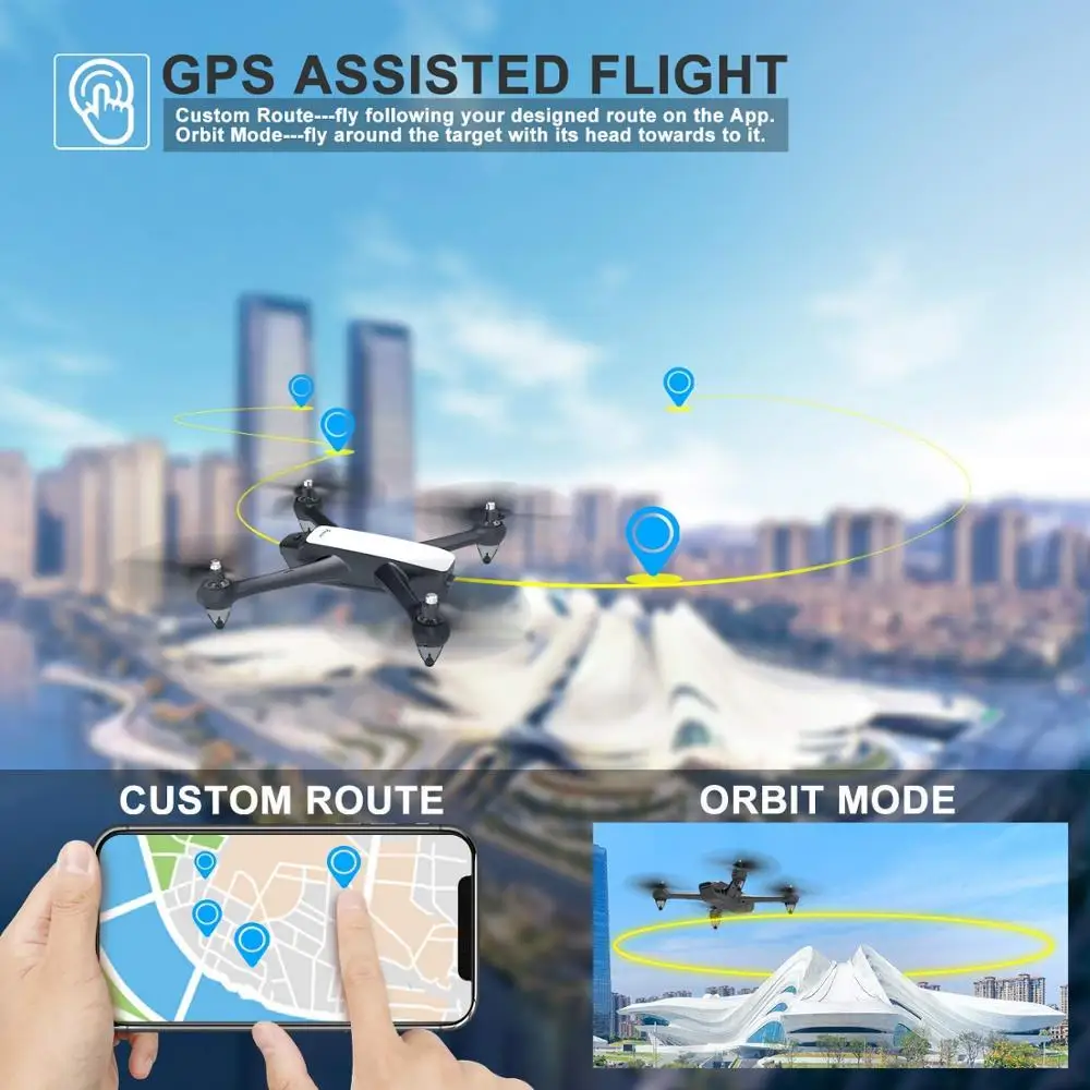 Potensic D60 Дрон с камерой 1080P Профессиональный FPV Wi-Fi RC дроны удержание высоты авто