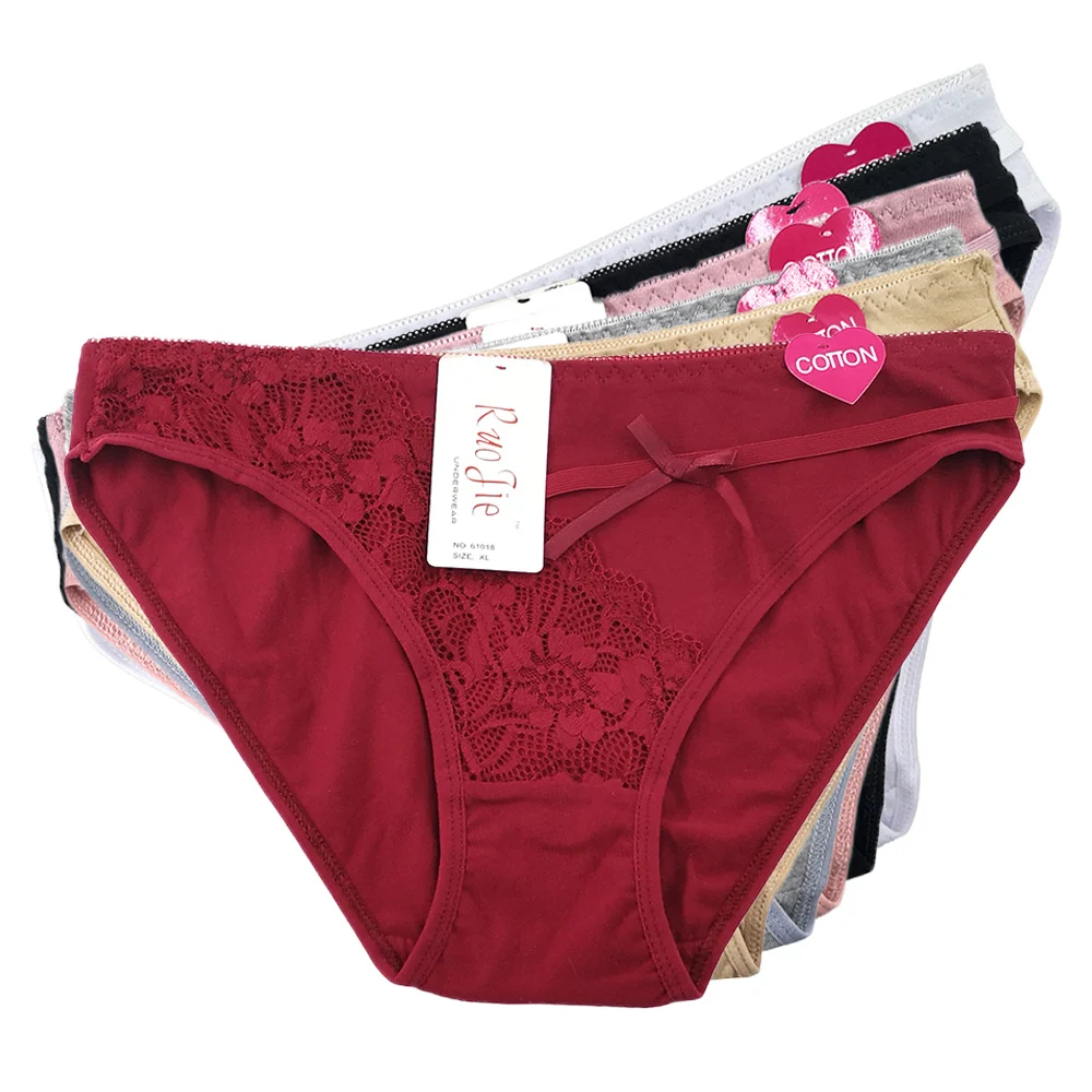 5 шт. хлопковые женские трусики кружевные трусы с бантом сексуальное нижнее белье