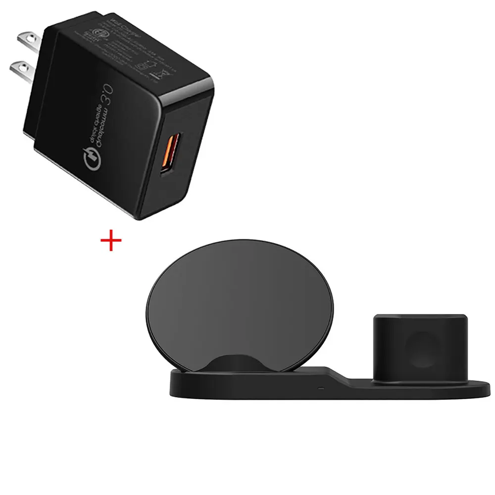 Black US Plug Ascromy беспроводной Qi держатель телефона зарядное устройство 10 Вт для Apple Watch Series 4 3 2 Iphone XS MAX XR 8 Plus X 8+ Iwatch Airpods pad Dock - Тип штекера: Black US Plug