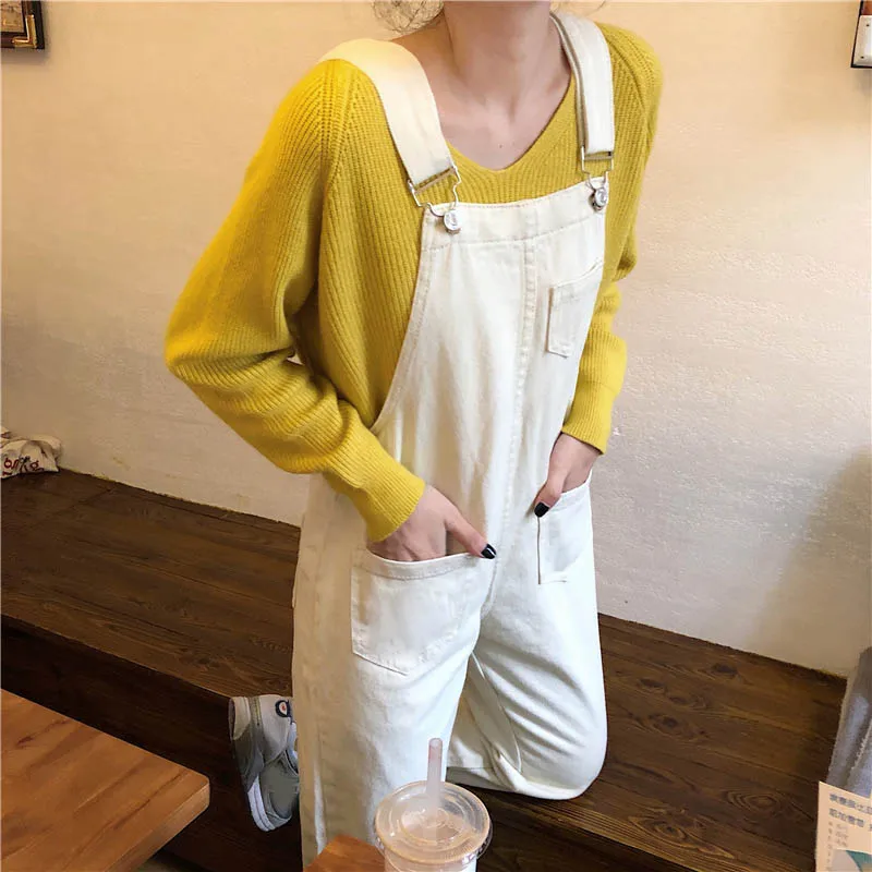

Jumpsuits Women Denim Simple Friends Autumn High Waist Mujer All-match Solid Korean Ins Chic Leisure Streetwear Fashion Harajuku