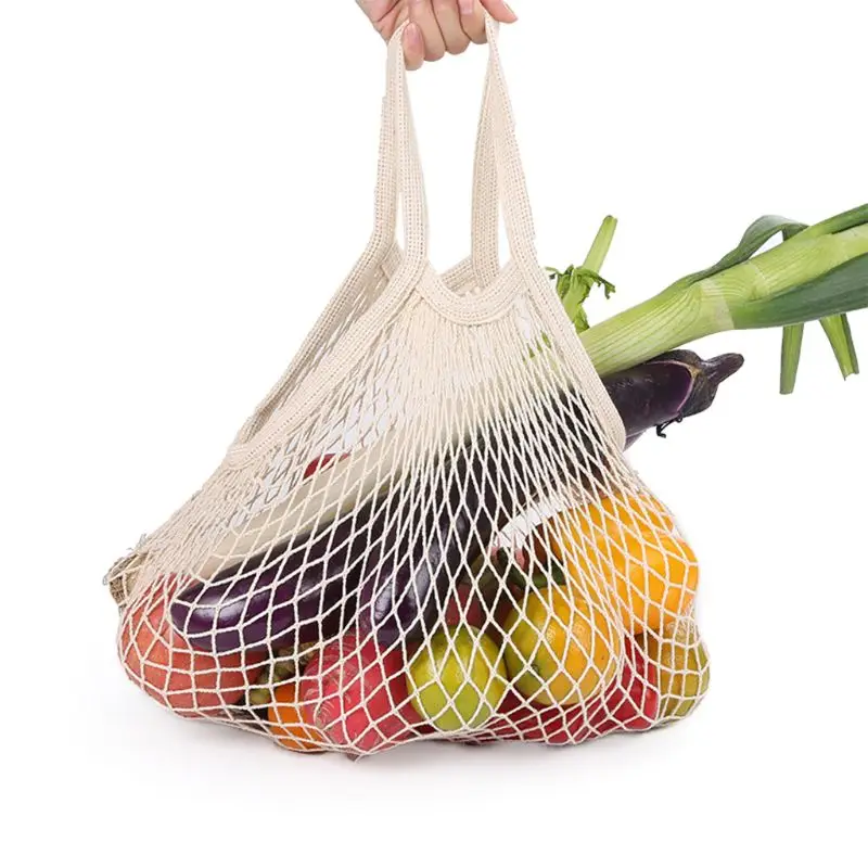 Сетчатая хозяйственная сумка для продуктов хлопковая Наплечная Сумка фруктов и
