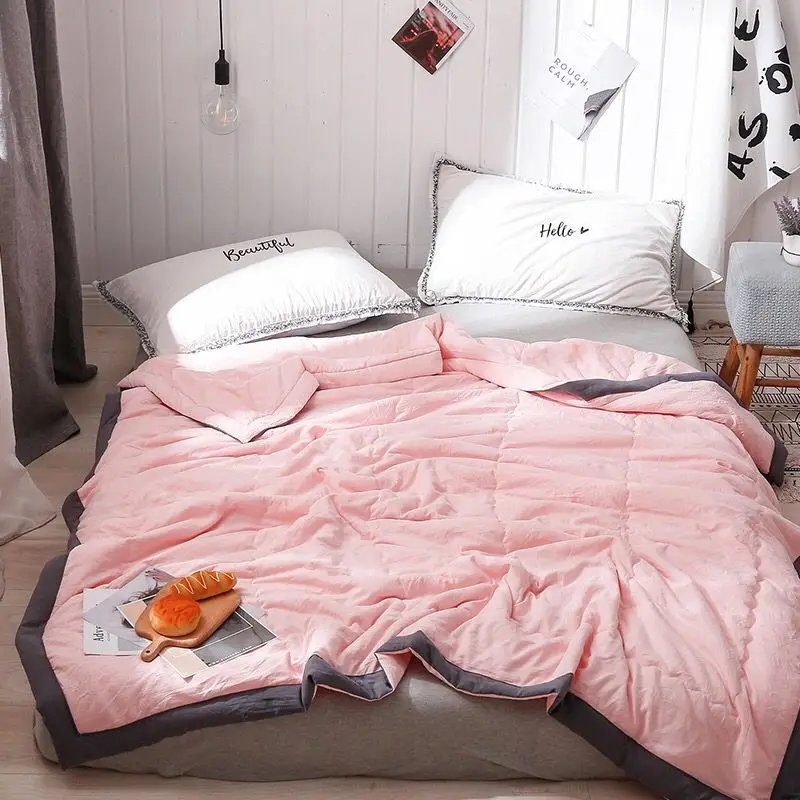 

2021 New Blankets for Beds Solid Color Soft Warm Plaid Square Flannel Blanket On the Bed Pink Thickness Throw Blanket