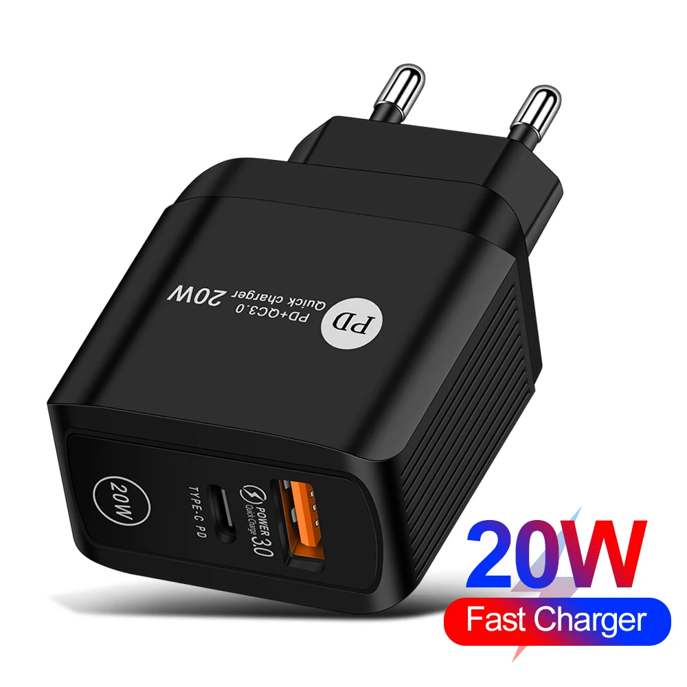 

fast charge charger for iphone 12 pro max 11 10 7 8 plus USB plug PD charger type c fast charging for Samsung a50 s10 note 8 10