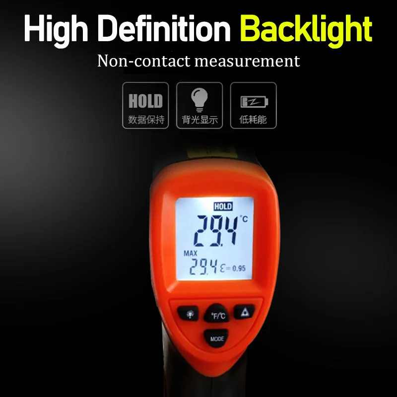 

Digital infrared temperature meter High temperature infrared Thermometer gun Laser Temperature Meter Non-contact Pyrometer