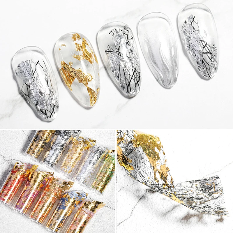

1 Box 50cm*4cm Gold Silver Sequins Nail Sticker 3D Mesh Line Nail Decals DIY Design Manicure Nail Art Decorations