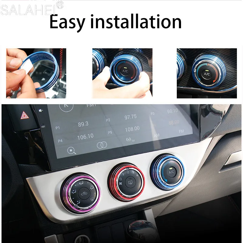 

For Toyota corolla 2014-2017 Accessories Interior Colorful 3 PCS/set Car Air Conditioning Sound Knob Cover Interior Decoration