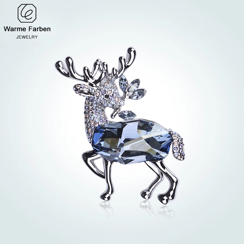 Christmas Series Brooches Women Crystal From Swarovski Sika Deer Sweater Suit Scarves Pins Fashion Accessories | Украшения и