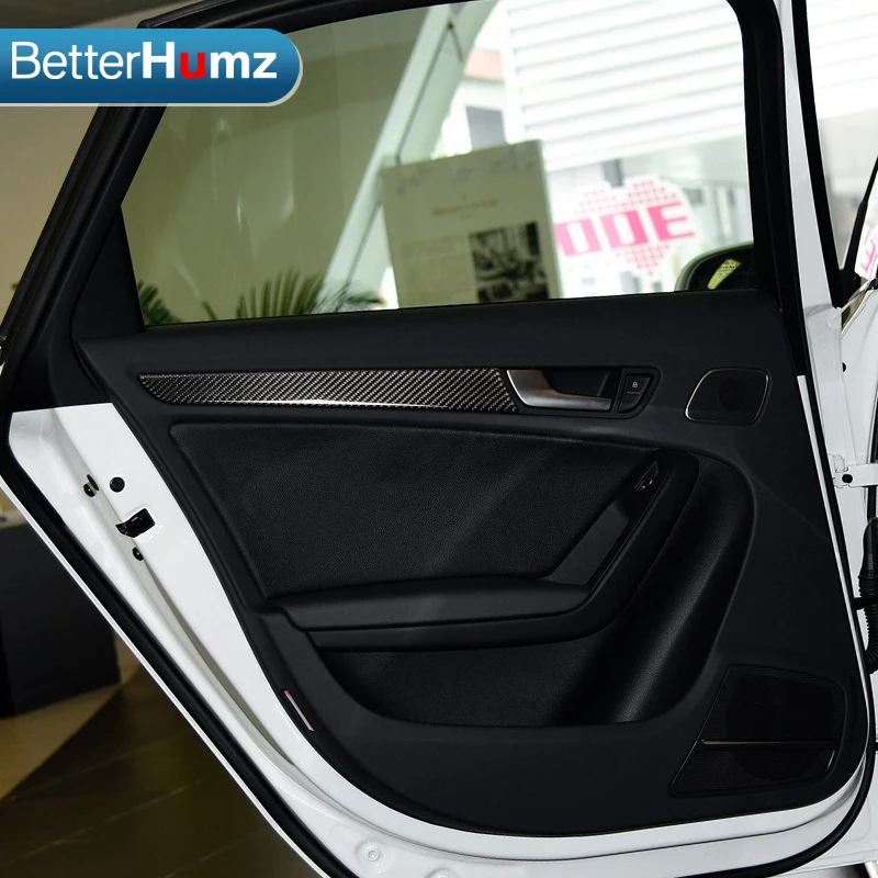 

BETTERHUMZ For Audi A4 q5 Car Interior styling Door panel stickers Cover Trim Carbon Fiber Sticker Copilot dashboard trim panel