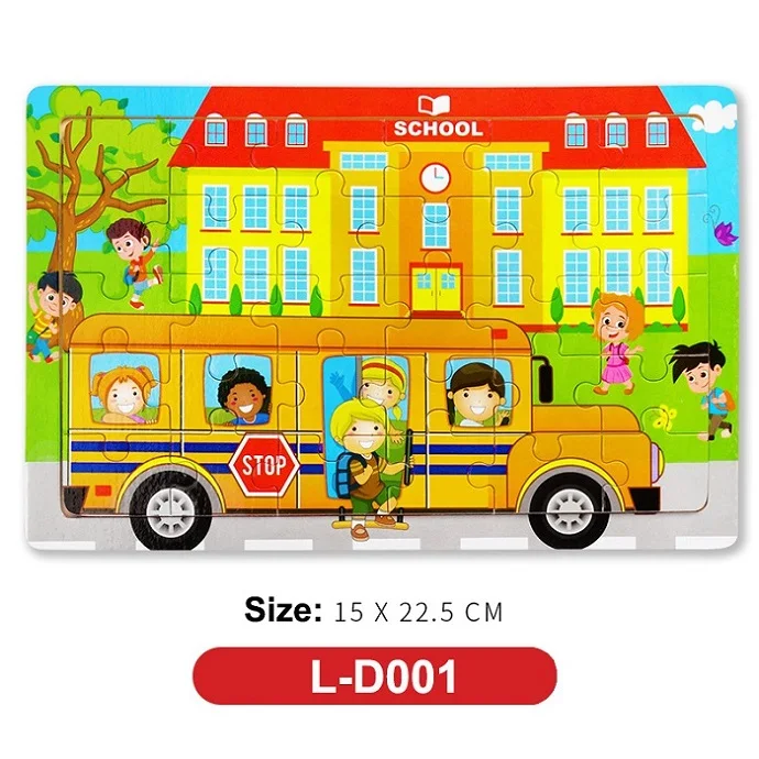 L-D001 Горячая новинка 30 шт. деревянный пазл животное детская игрушка деревянные пазлы мультяшный автомобиль Обучающие Развивающие игрушки для детей - Цвет: L-D001