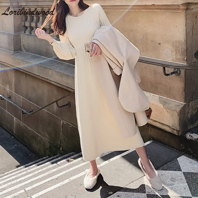 

Платье-Свитер женское трикотажное, с длинным рукавом, Осень-зима 2021