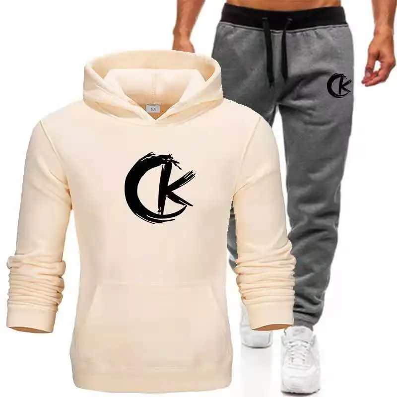 

New men's suit AMG Men's Sports Hoodie + Pants Pullover Hoodie Sports Suit Casual Sports Men's Two-Piece Suit, Brand Men's Breat