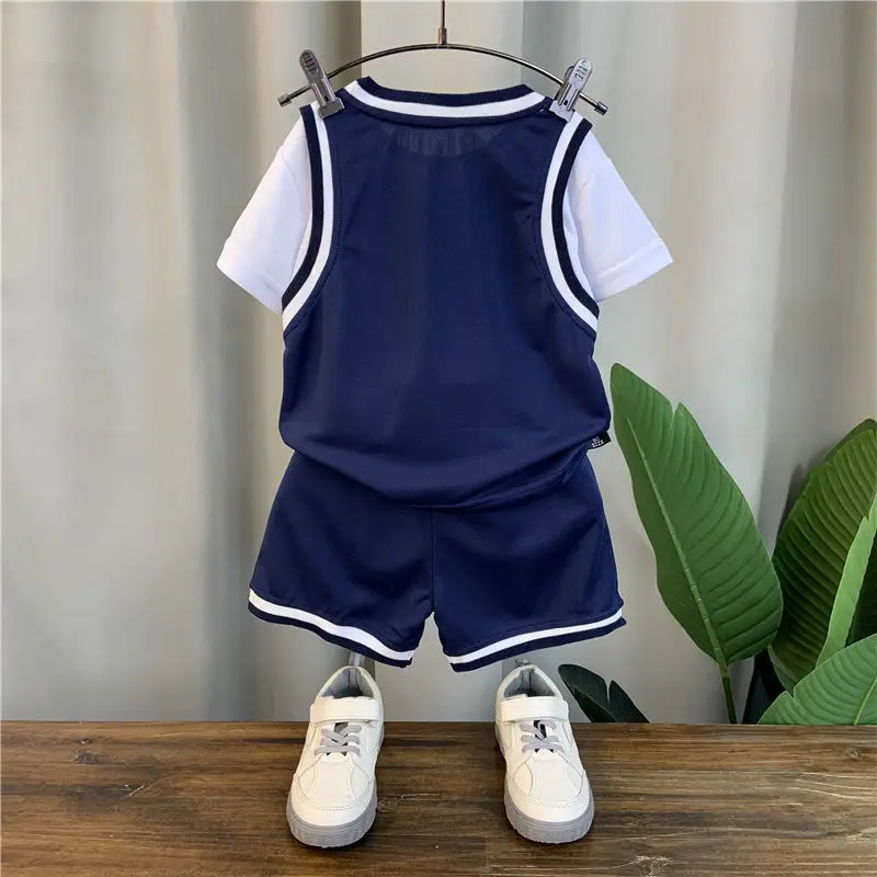 

Boys' Sports Suit Summer New Children's Quick-drying Basketball Suit Suit Girls Casual Short-sleeved Two-piece Suit