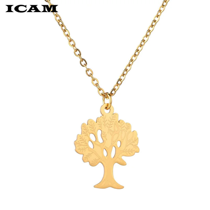 ICAM2019 модное ожерелье из нержавеющей стали Дерево жизни серебряное Золотое