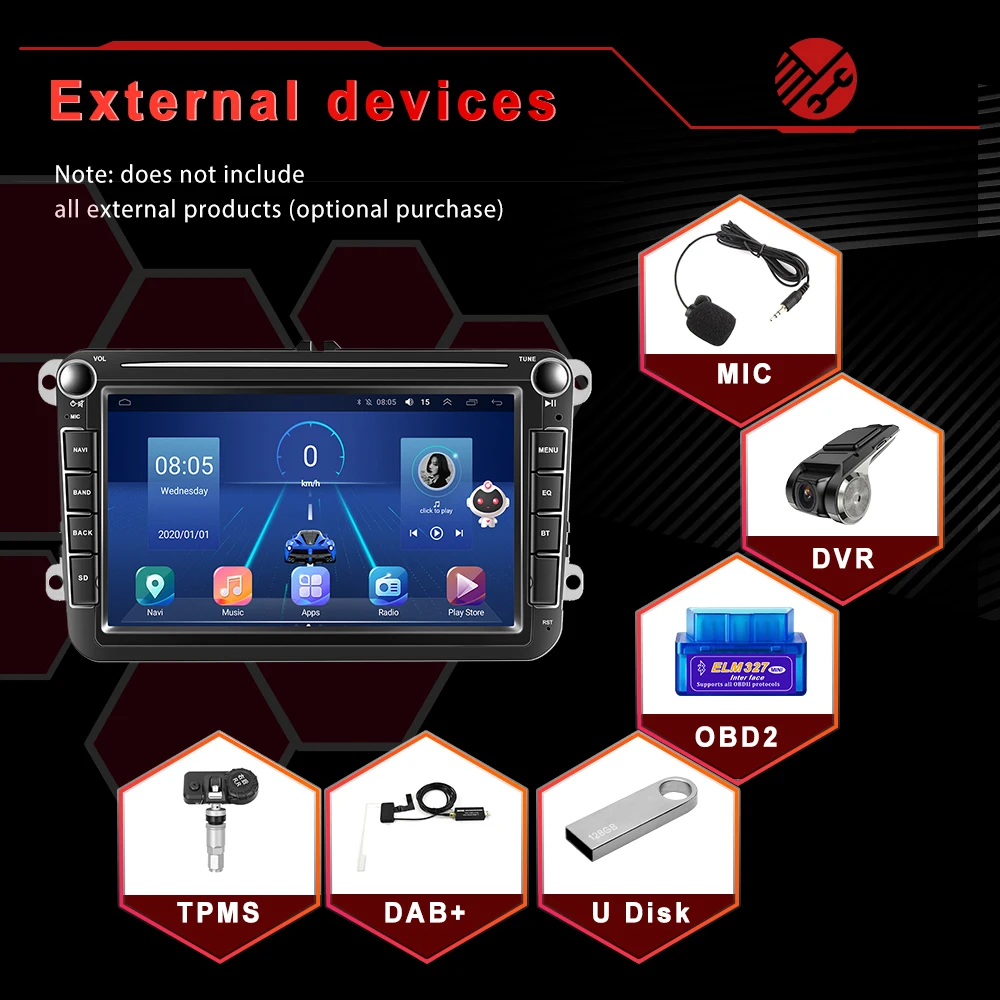 Автомагнитола Podofo 2 din Android 10 0 GPS AI голосовой мультимедийный плеер для