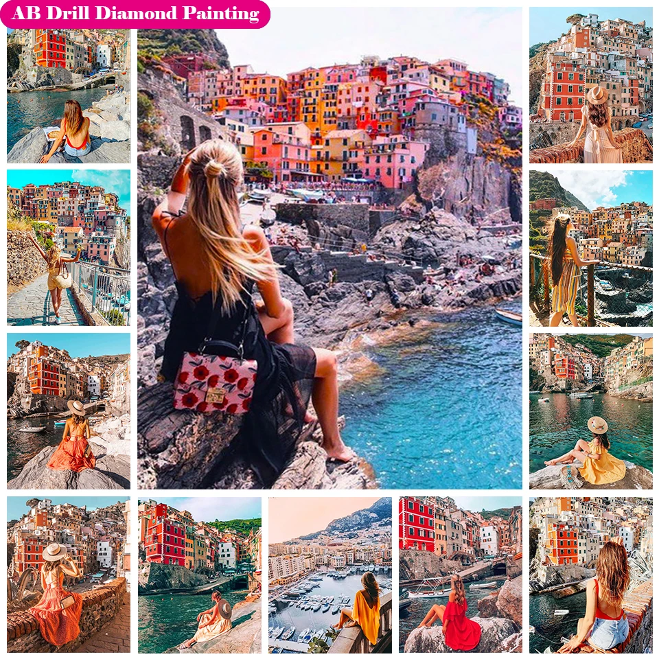 

5D DIY сумка на молнии AB набор для алмазной живописи с изображением скалы Алмазная вышивка побережье алмазное украшение для стен домашний дек...
