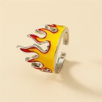 vintage flame opening open adjustable rings for women men unisex goth metal charms friendship rings couple rings fashion jewelry