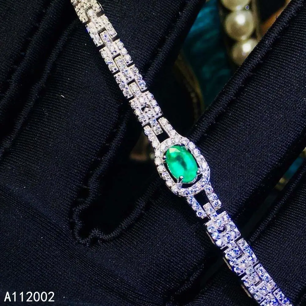 

KJJEAXCMY fine jewelry natural Emerald 925 sterling silver new women gemstone hand bracelet support test trendy hot selling