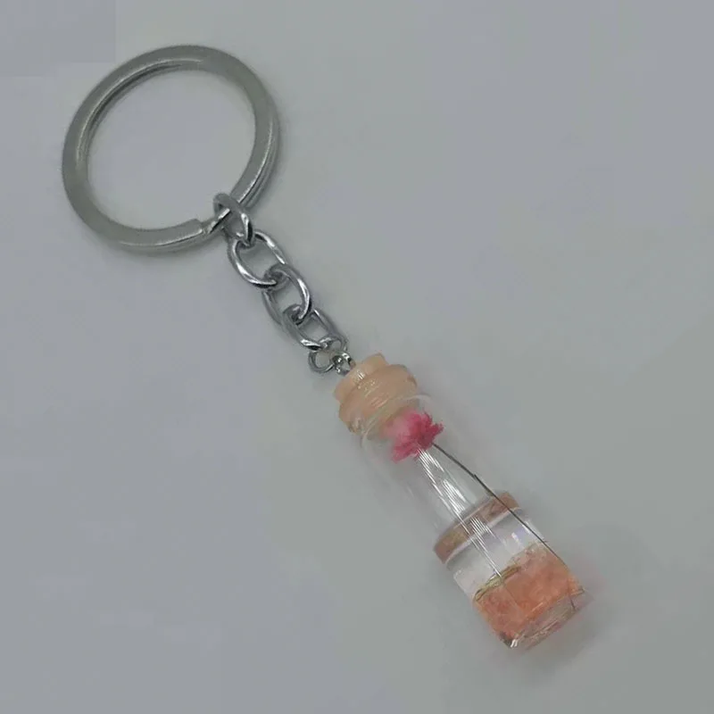 Брелок цветок с высушенной розой круглый брелок из хрустального стекла для