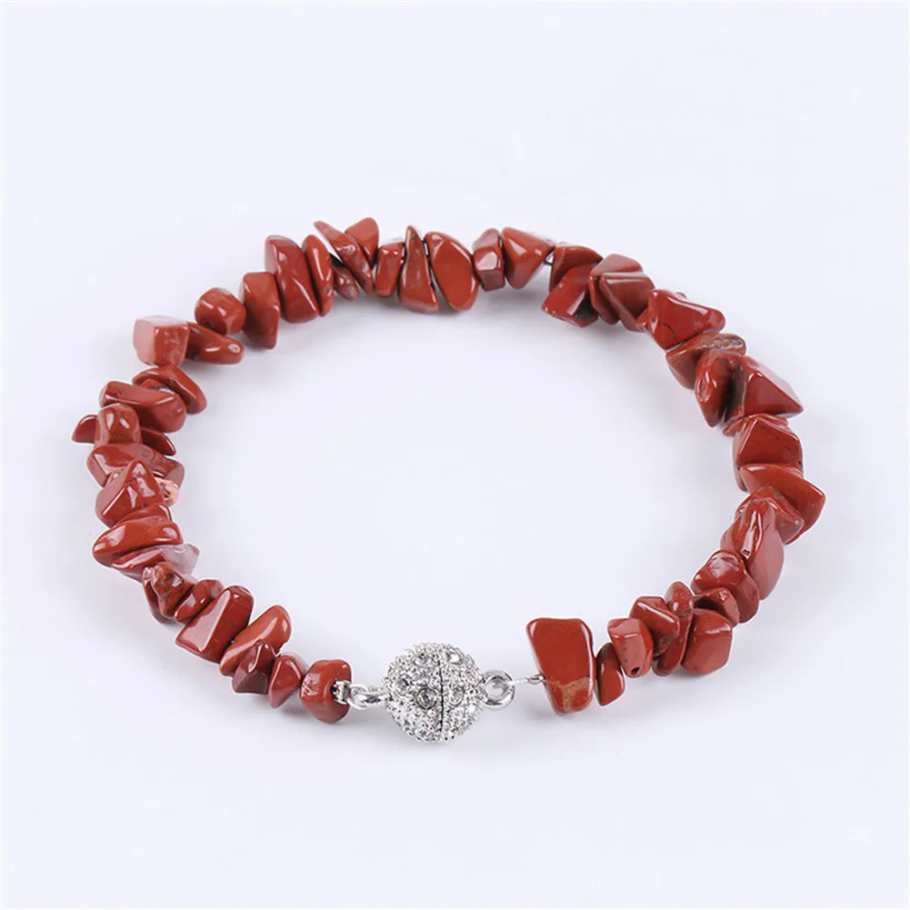 

Лидер продаж, 6 шт./лот, женский браслет из натурального камня, магнитный циркониевый шар, пряжка, неравномерный энергетический полудрагоценный камень, булавка, поп-браслет