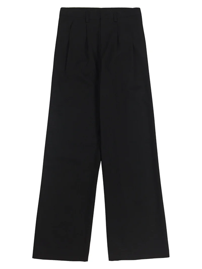 

2021 Retro Solid Color Wild Straight Wide Leg Pants Female Spring New Korean Fashion High Waist Casual Long Pants