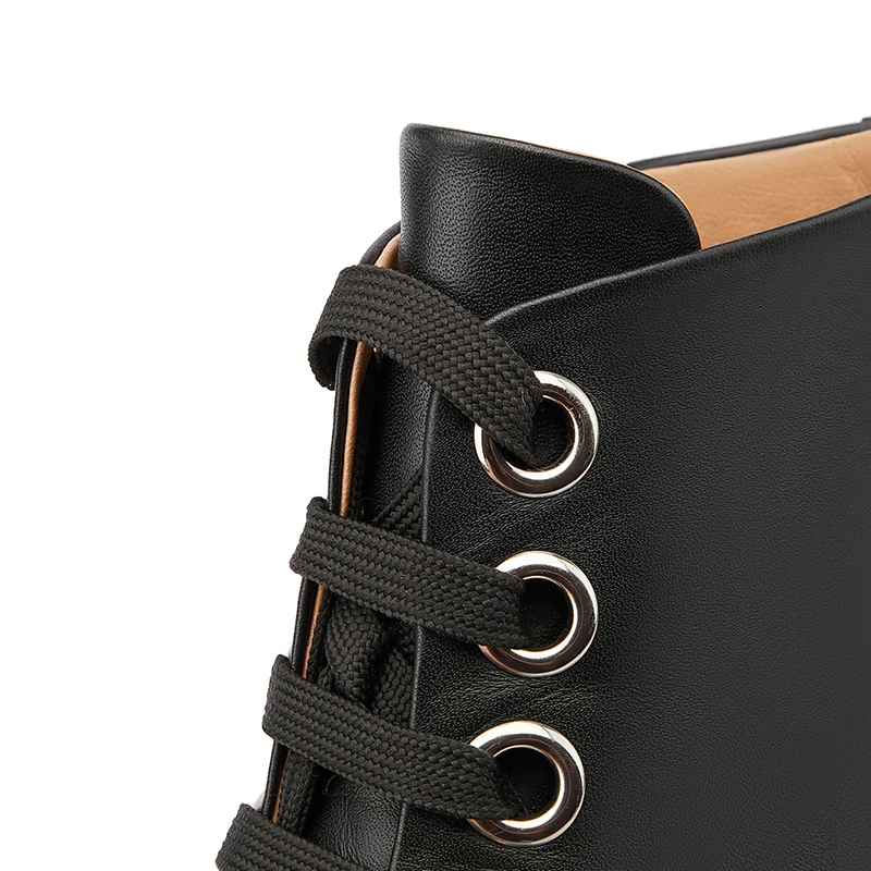 

2021 New Autumn Winter Women Boots Shoes Black Genuine Cow Leather Med Heels Zipper Casual Riding Ankle Boots Plus Size 34-43