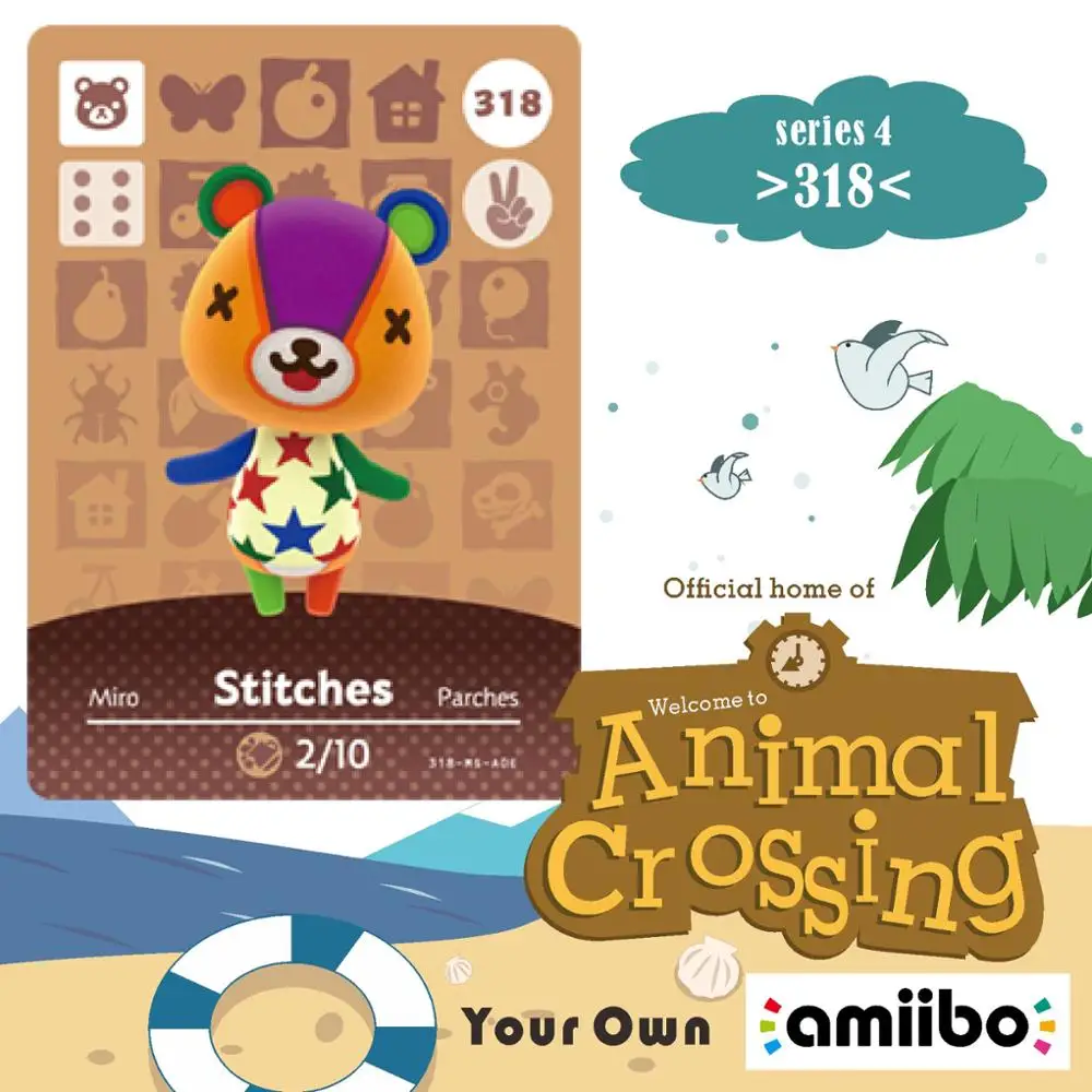 Стежки животные пересечение 318 Добро пожаловать Amiibo стежки Новый горизонт житель