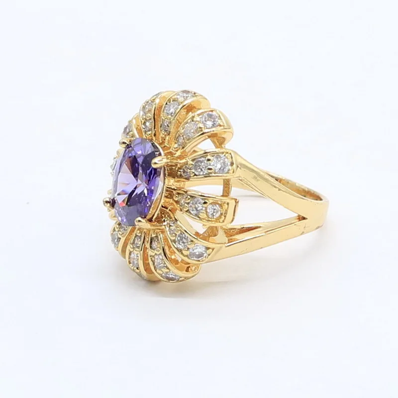 Классический роскошный золотой цвет набор украшений для женщин фиолетовое