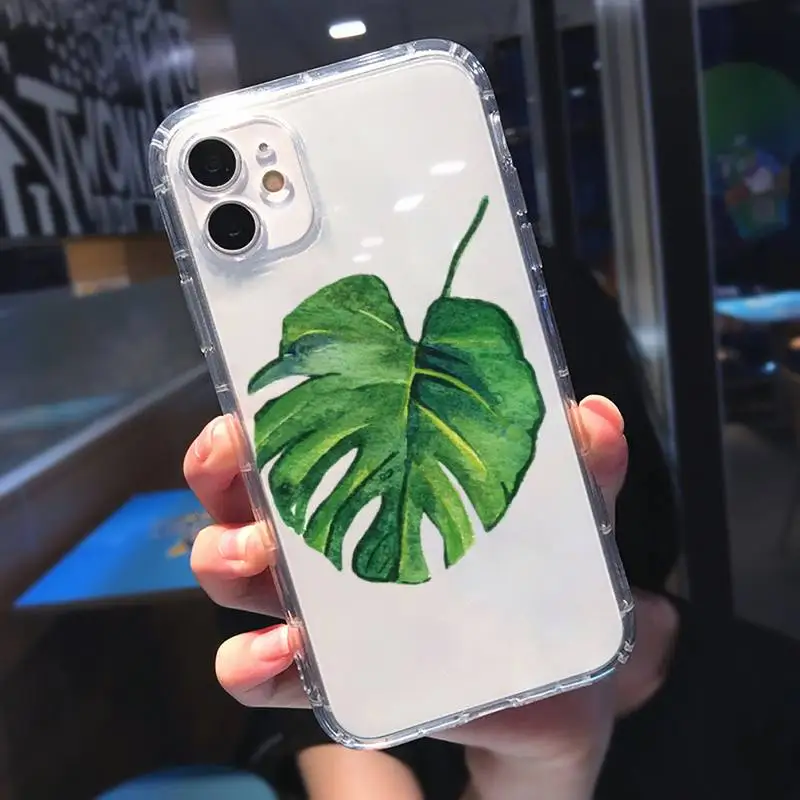 

Butterfly Glitter Leaves Phone Case Transparent soft For iphone 5 5s 5c se 6 6s 7 8 11 12 plus mini x xs xr pro max