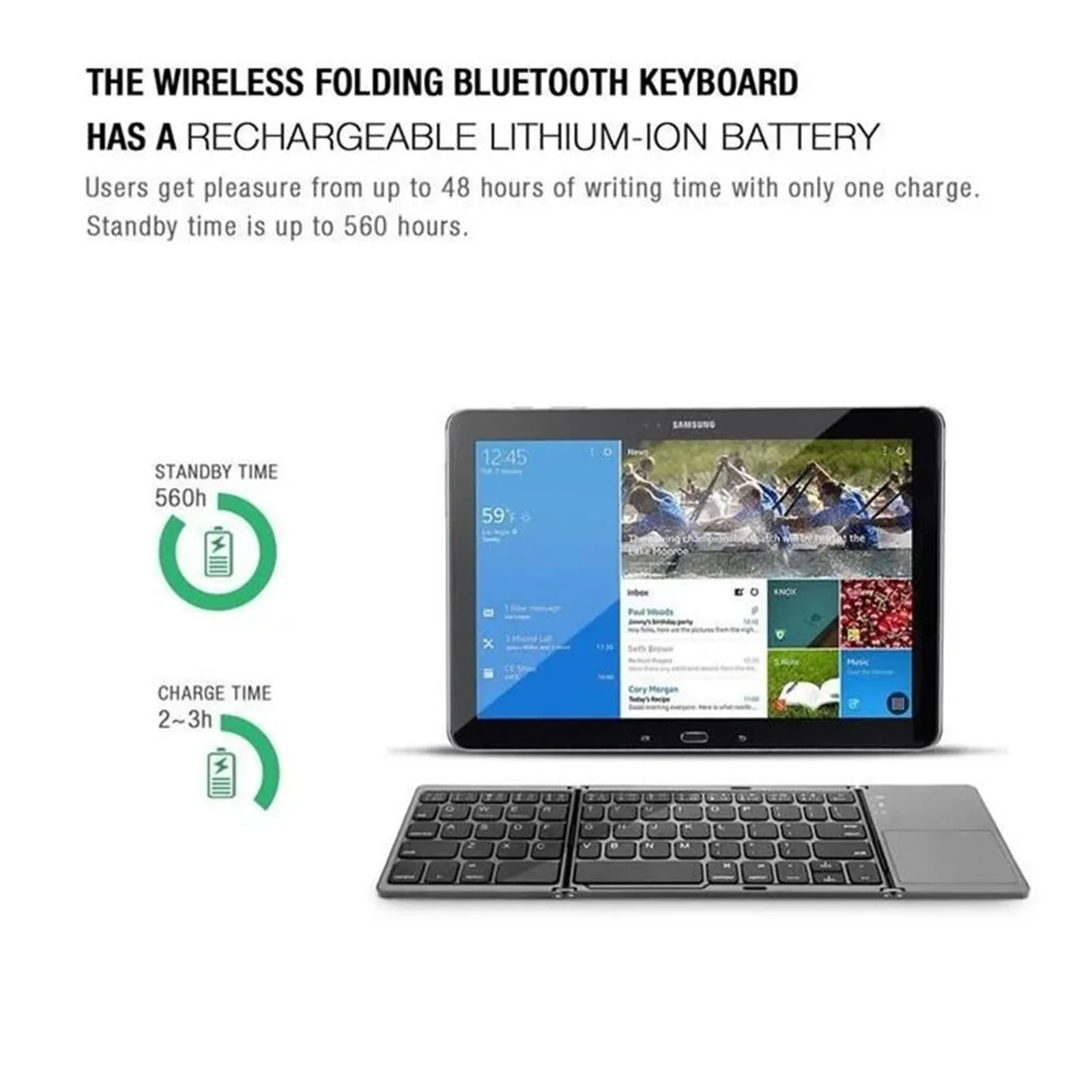 Ultra-thin Portable Folding Wireless Bluetooth Touch Keyboard Touchpad Foldable Tri-fold For iPad iPhone | Компьютеры и офис