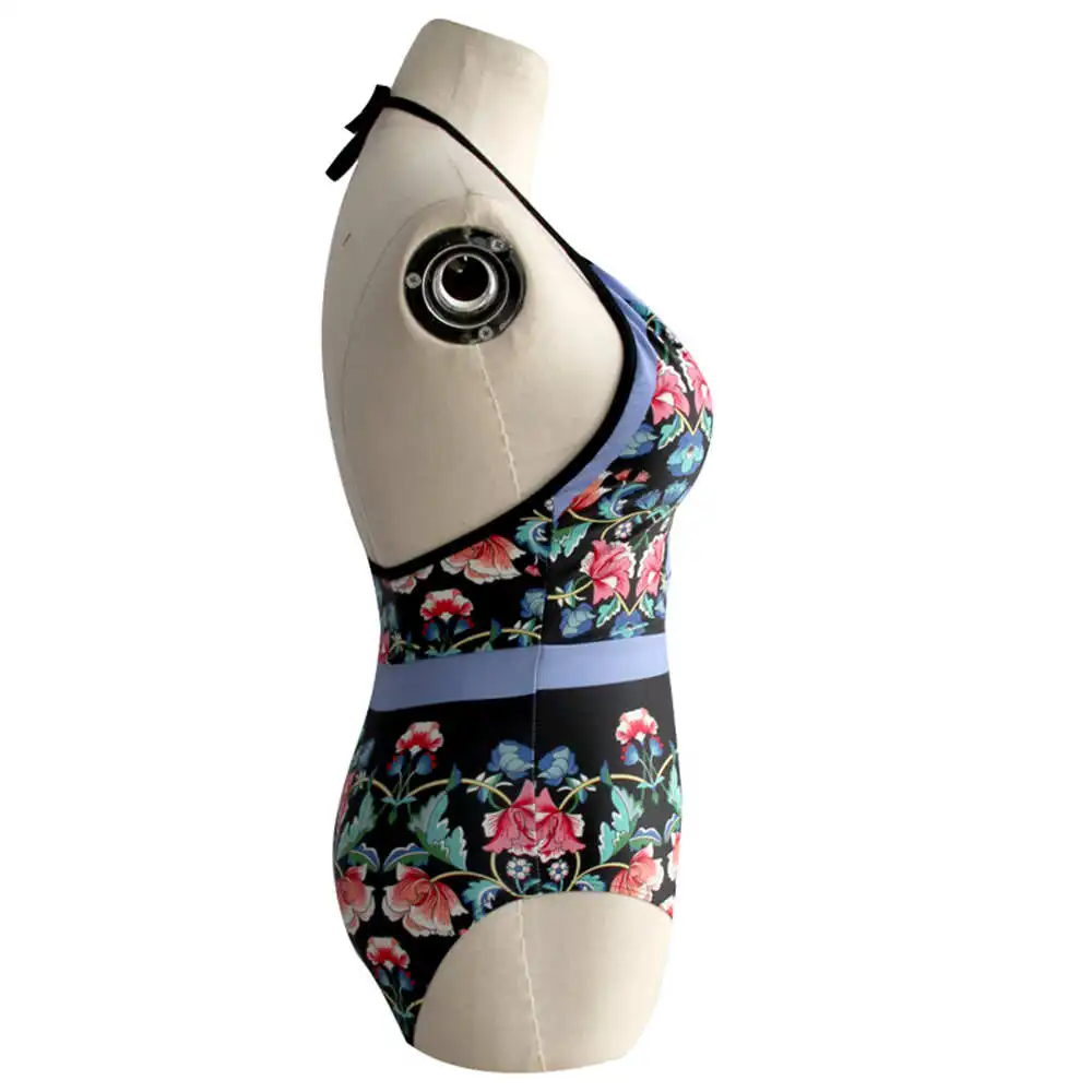 Женский купальный костюм на шнуровке с цветочным принтом купальник пуш ап