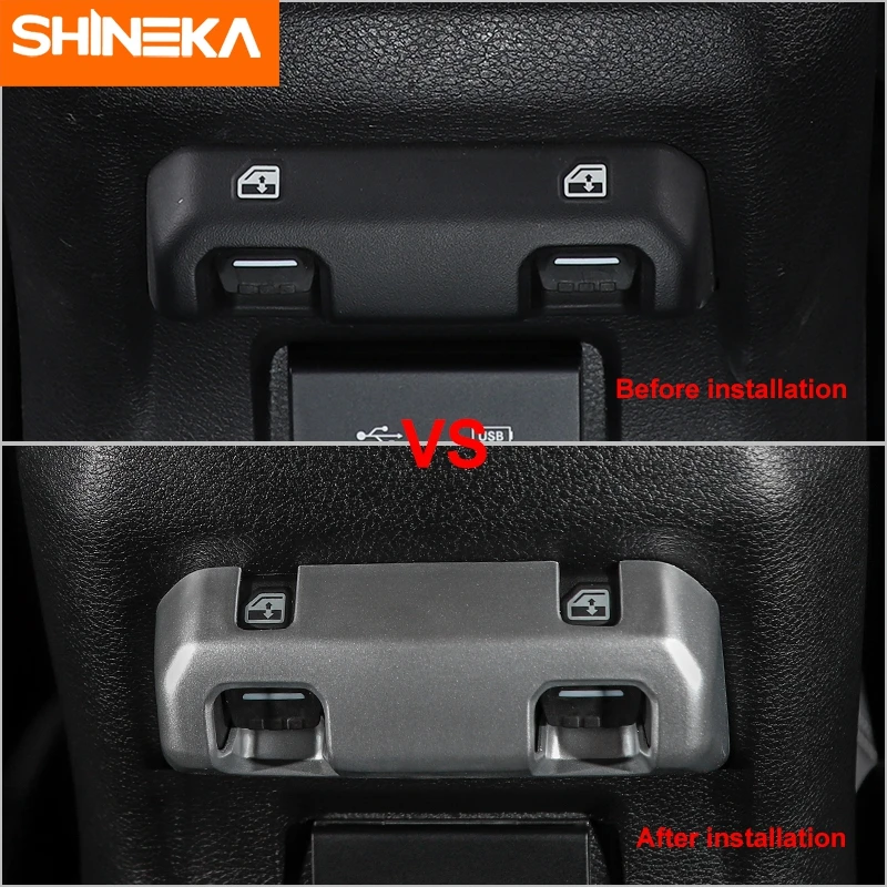 SHINEKA ABS Car Rear Seat Armrest Box Window Switch Button Decoration Cover For Jeep Gladiator JT Wrangler JL 2018-2022 | Автомобили и