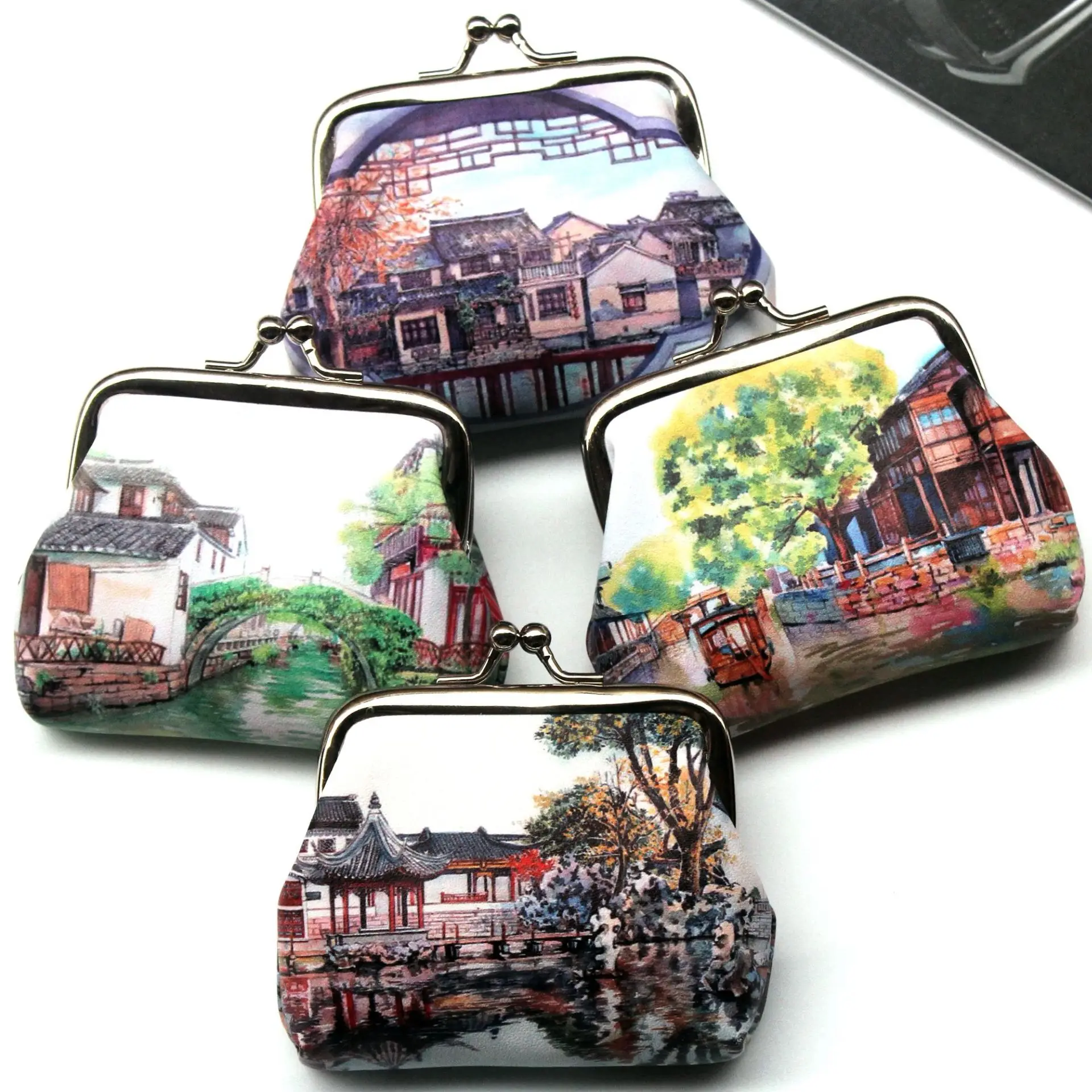 Винтажный старинный городской пейзаж мини дизайнерские женские кошельки