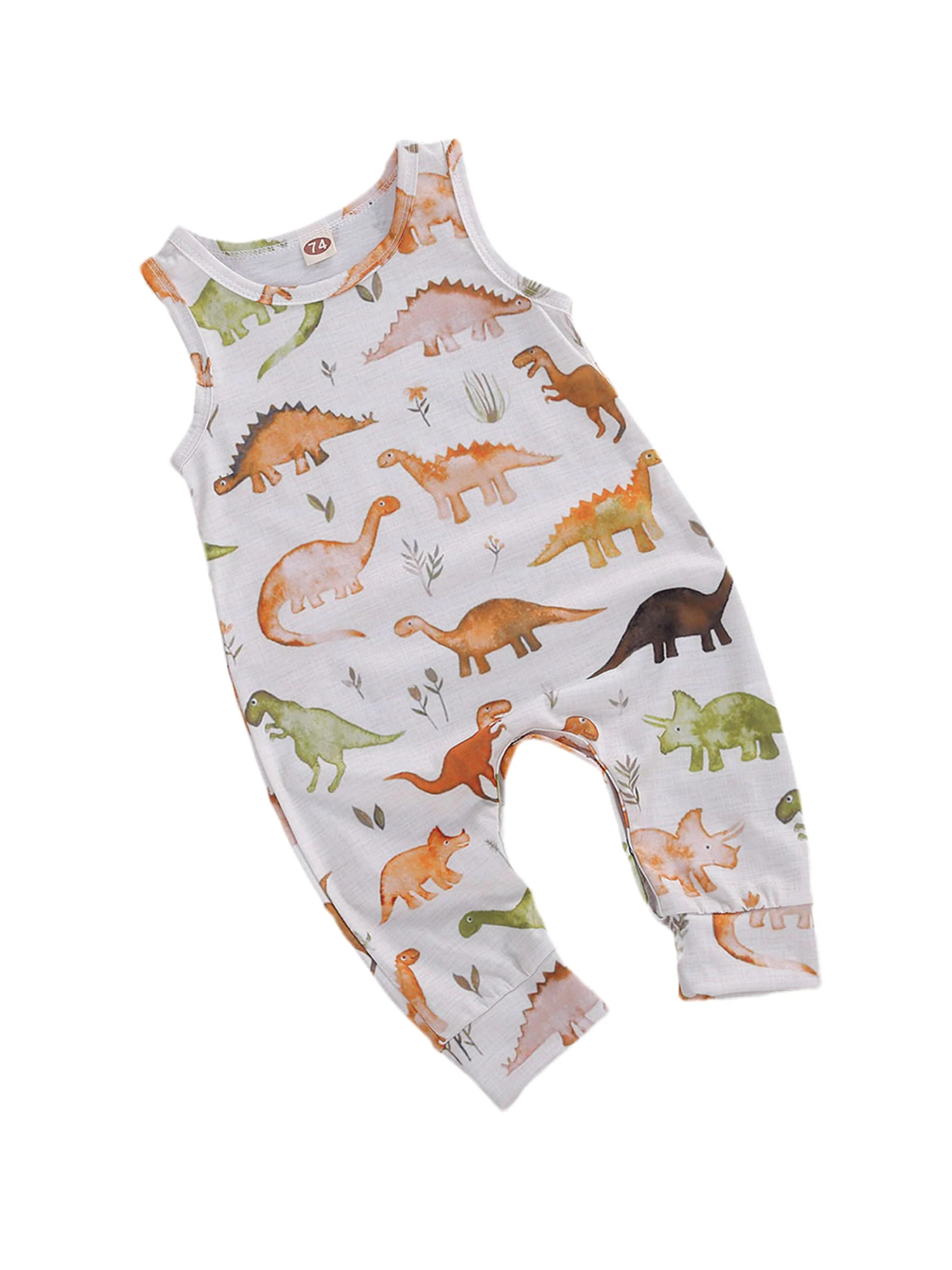

0-18M Newborn Infant Baby Boy Dinosaur Romper Cartoon Sleeveless Jumpsuit Summer Toddler Boy Costumes Clothes
