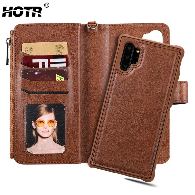 Съемный флип-чехол-бумажник для Samsung Galaxy Note 10 Plus чехол из искусственной кожи с