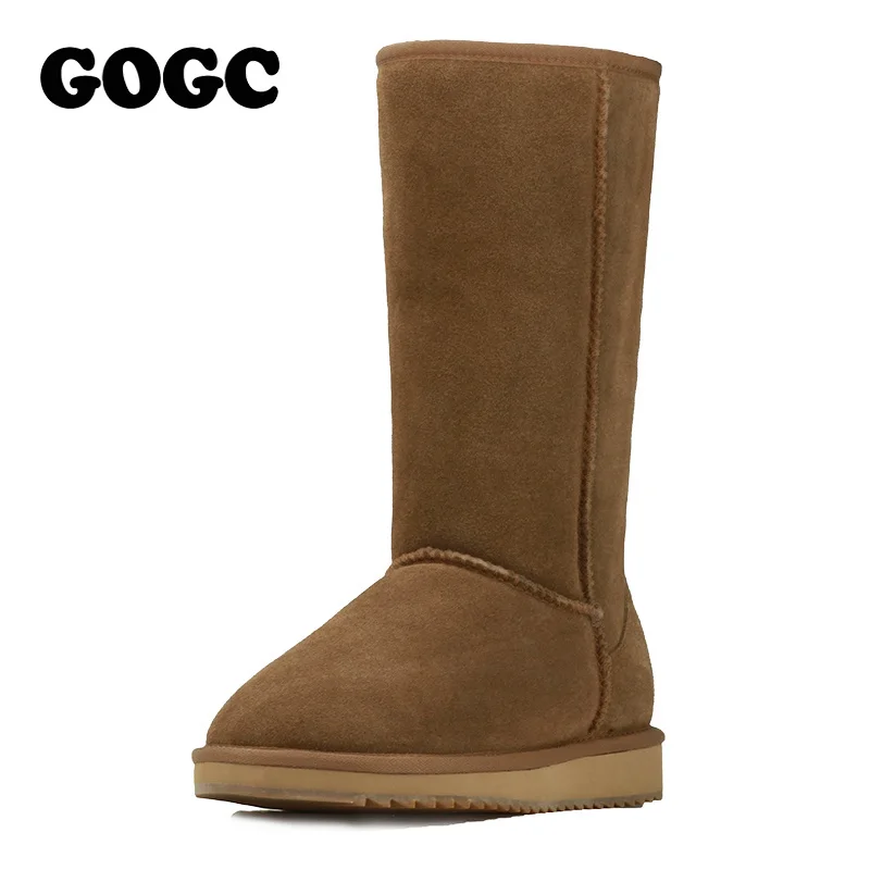 

GOGC genuine cowhide leather snow boots australia classic women boots warm winter shoes for women Snow Boots G9719