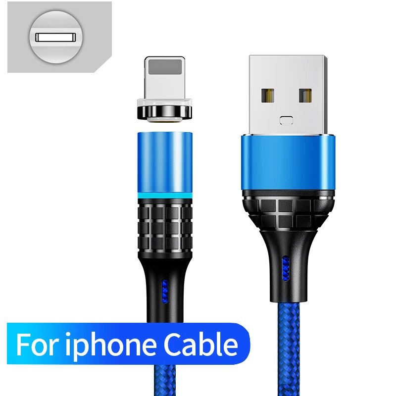 For ios Blue Udyr Магнитный кабель Micro usb type C зарядный кабель для samsung iPhone 7 6 зарядное устройство быстрый Магнитный кабель USB C Шнур адаптер для проводов - Цвет: For ios Blue