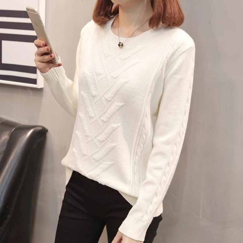 TIGENA Thicken Warm Loose O-neck Sweater Women 2019 Autumn Winter Long Sleeve Knitted Pullover Female Jumper Tops | Женская одежда