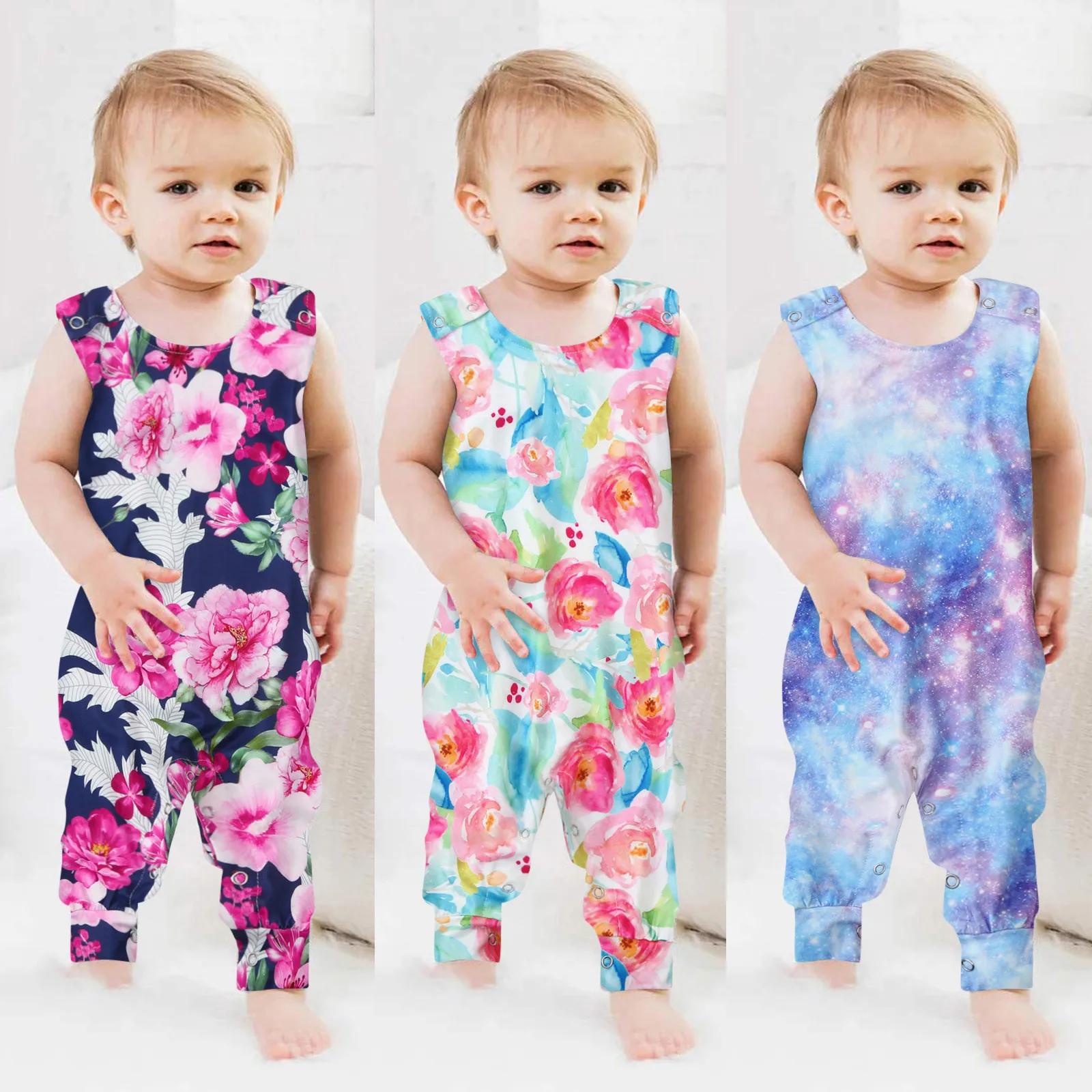 

Summer Baby Girl Clothes Sleeveless Baby Romper For Newborns Flower Print Children's Clothing Girls Clothing Jumpsuit For Babies