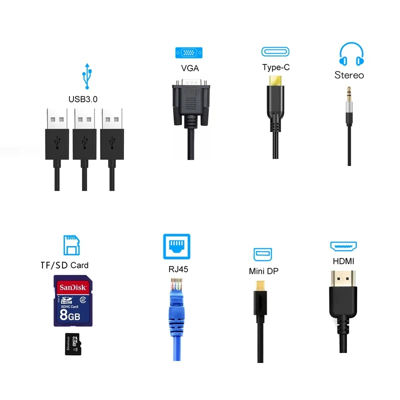 USB C HUB Type to 3.0 HDMI Adapter Dock for TF SD Reader Slot PD LAN VGA 3.5MM audio adapter MacBook Pro / Air 2020 Huawei | Мобильные