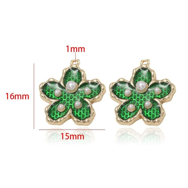 

2PC Copper Enamel Five-pointed Star Peach Heart Flower Charms 14K Gold Plated Bracelet Earring Jewelry Diy Accessories