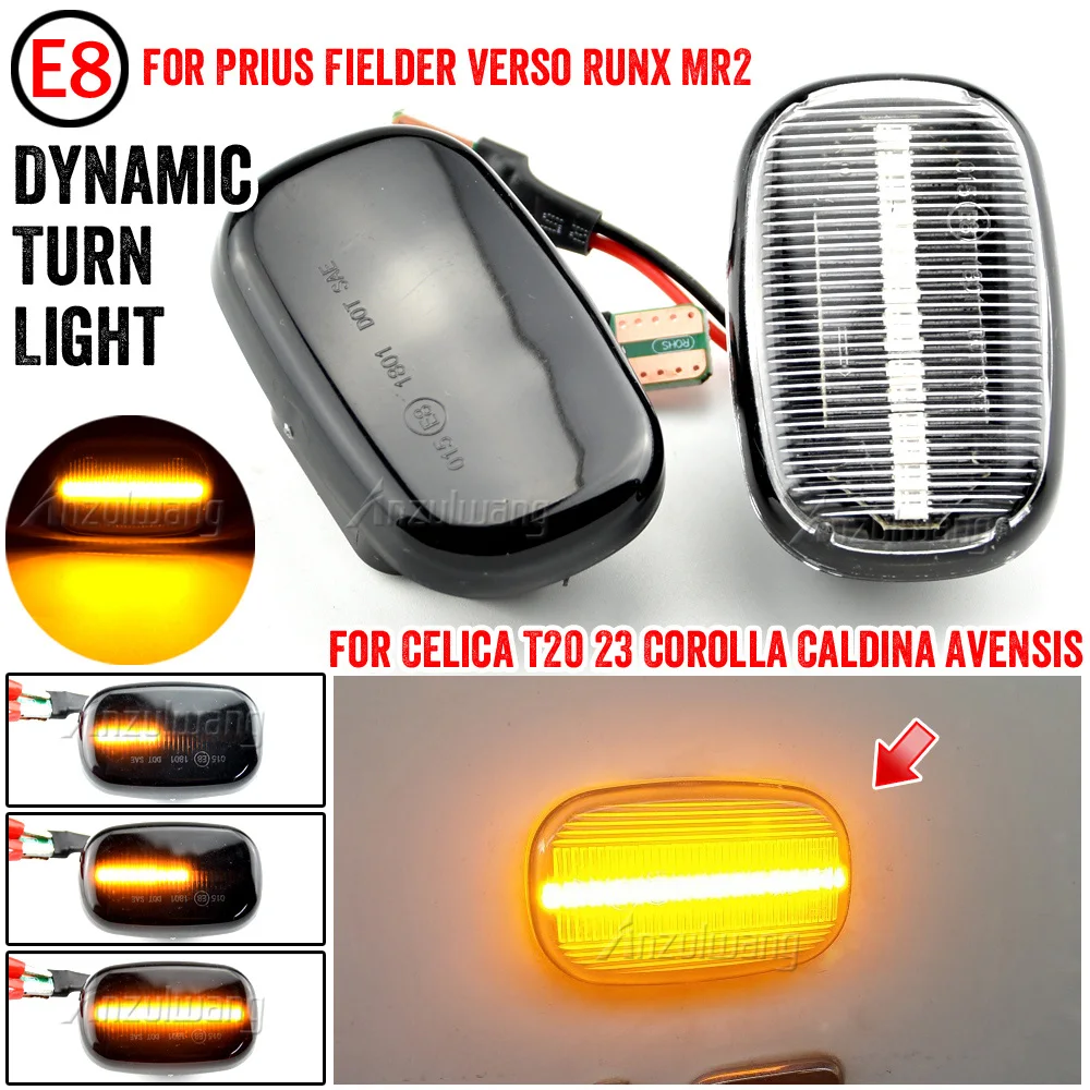 

2pcs Dynamic Led Side Marker Flowing Turn Signal Light Panel Lamp for Toyota Corolla E10/E11/E12 Yaris Verso Hilux Surf N21 RX