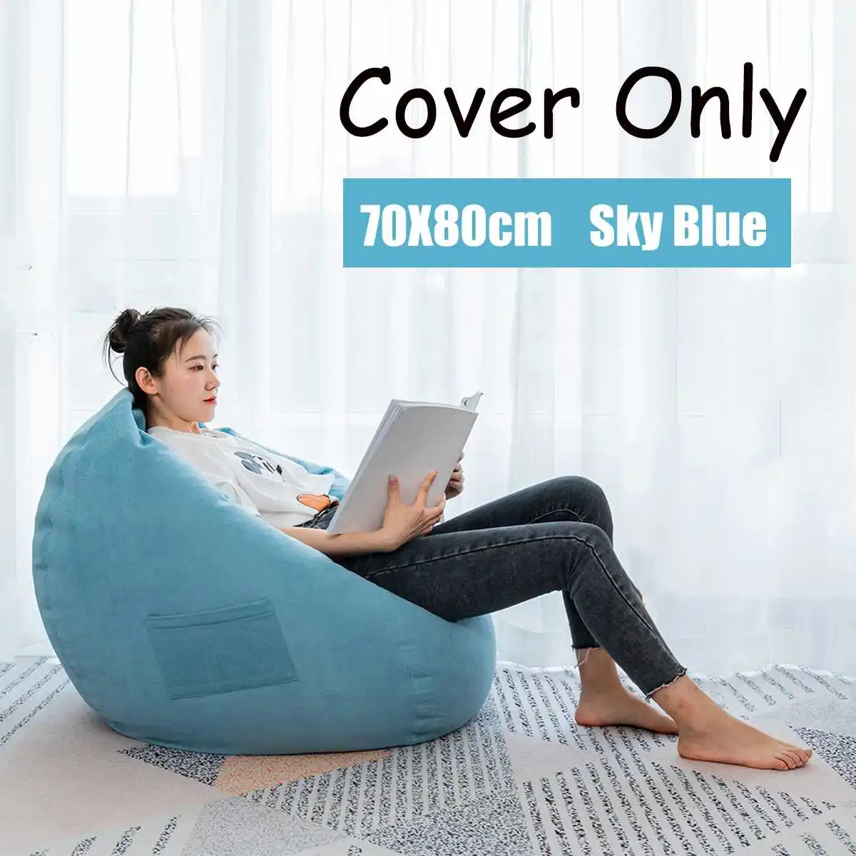 Sky Blue Nesloth ленивый BeanBag чехлы для диванов+ внутренний вкладыш стулья без наполнителя шезлонг кресло мешок пуф слоеного дивана татами гостиной - Цвет: Sky Blue