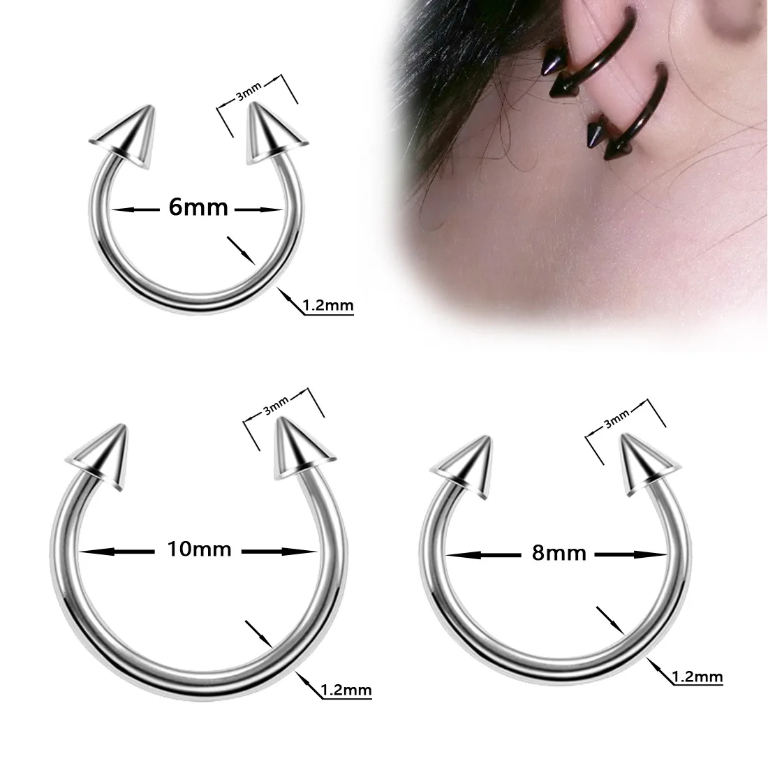 

40PCS/Lot Surgical Steel Nose Piercing Ring Bulk Tongue Ring Lip Bar Lot Eyebrow Labret Piercing Set Horseshoe Ring Lot Pack