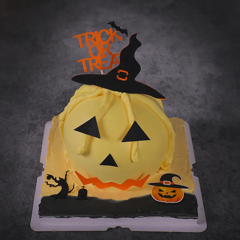 

Страшное лицо тыквы Счастливого Хэллоуина бумажные топперы для торта летучая мышь сухой надгробный камень украшение для торта на Хэллоуин ...